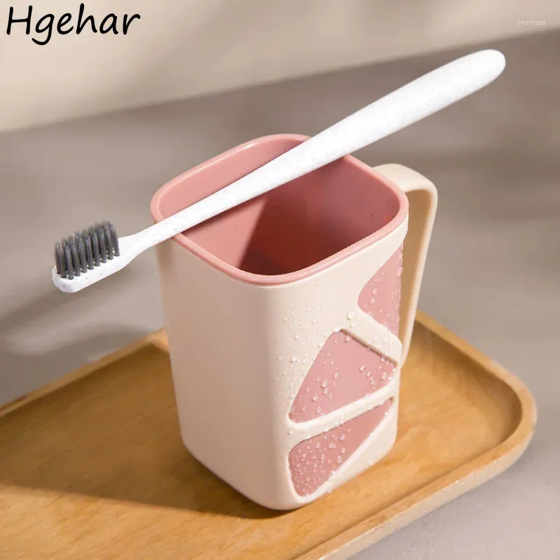 Cups Saucers Nordic Plastic With Handle Portable Waterproof Bathroom Travel Brush Teeth Water Cup Household Eco-friendly Coffee Tasse