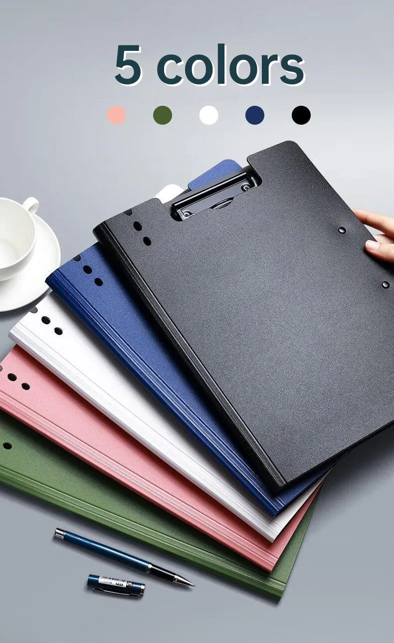 A4 File Folder Clipboard Writing Pad Double Board Paper Clips Organizer ...