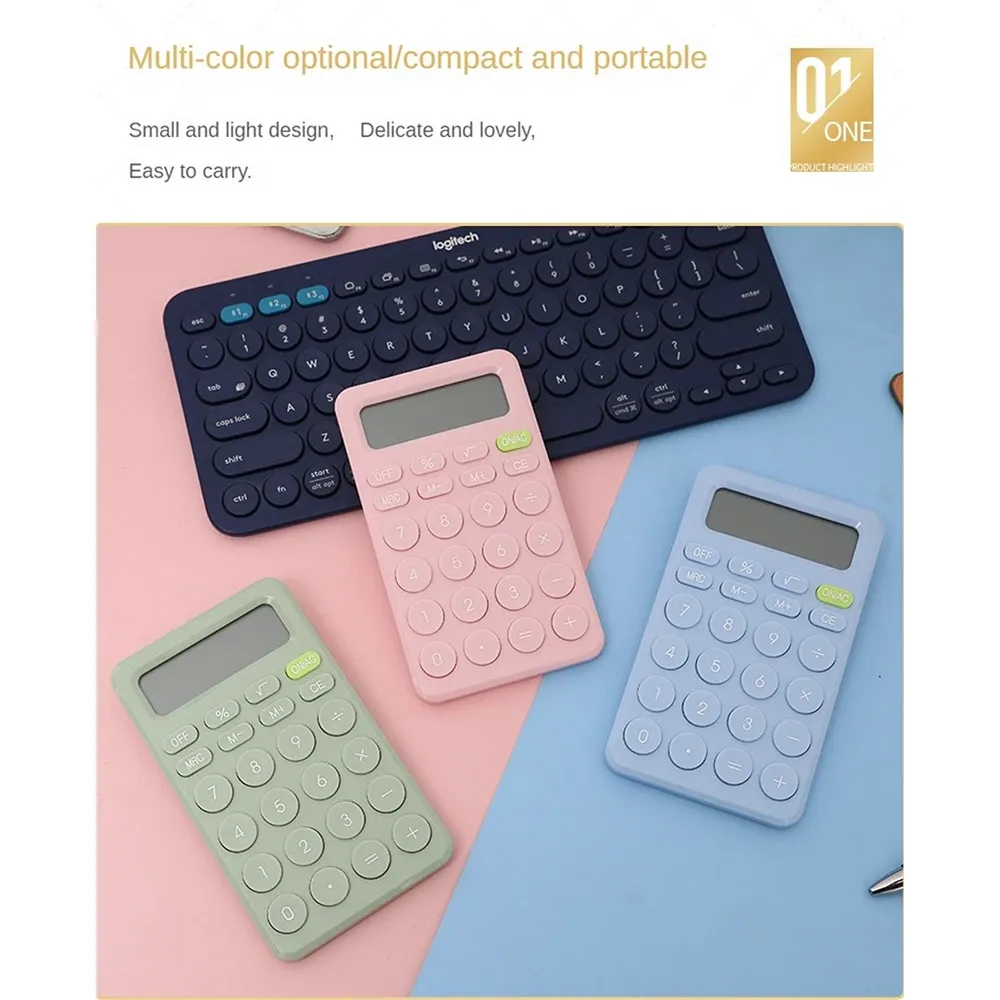 1st Candy Color Calculator 8-siffrig handhållen studentkalkylator Lätt att använda minimalistisk digital för kontorets färgglada