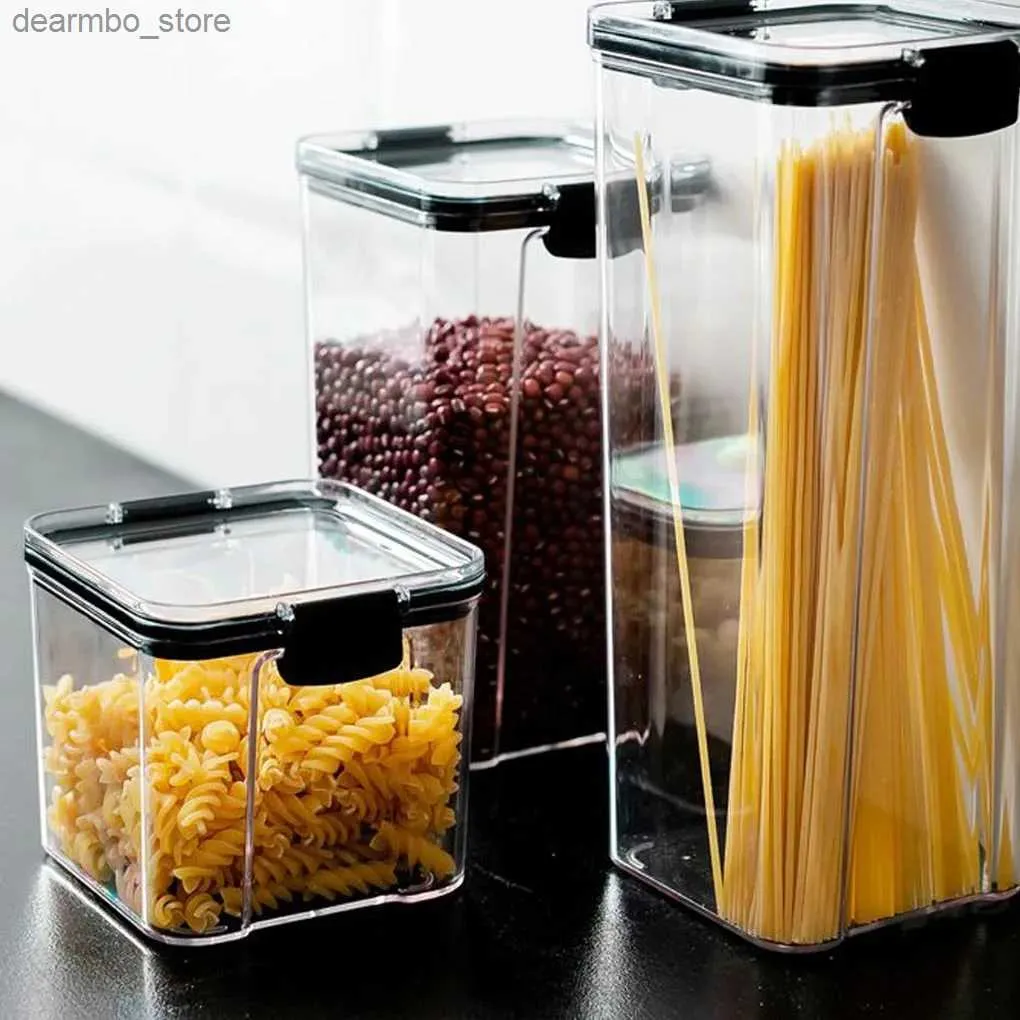 PERSCITÀ DI PERSCITÀ Cereali Container Cereali Contenitore Airtiht Food Fresh Box Square Clear Clear Jar Sacks Food Dispenser 700ml L49