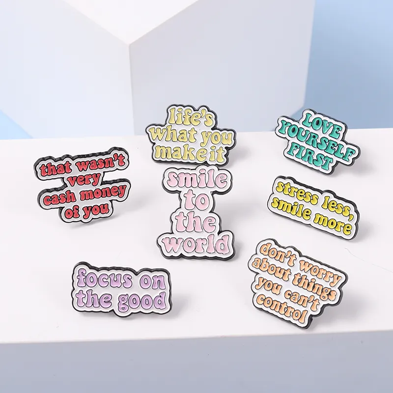Enamel Brooch Pins Colorful Slogan Choose Happy, You Are