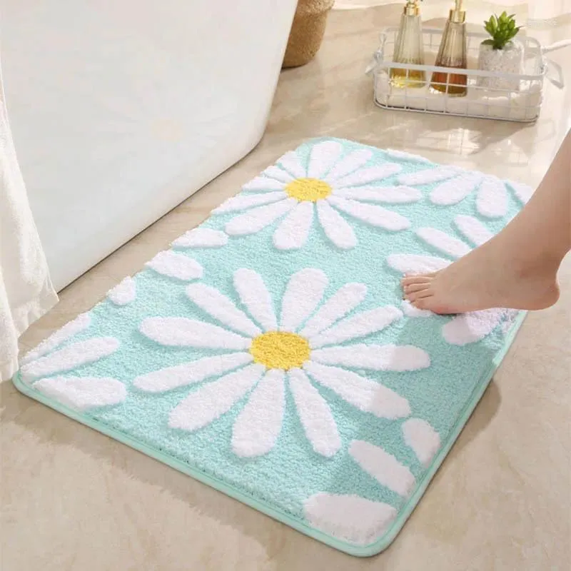 Bath Mats Non-slip Cute Water Absorption Bathroom Rugs Soft Flower Foot Mat Bathtub Carpet Floor Accessories Sets