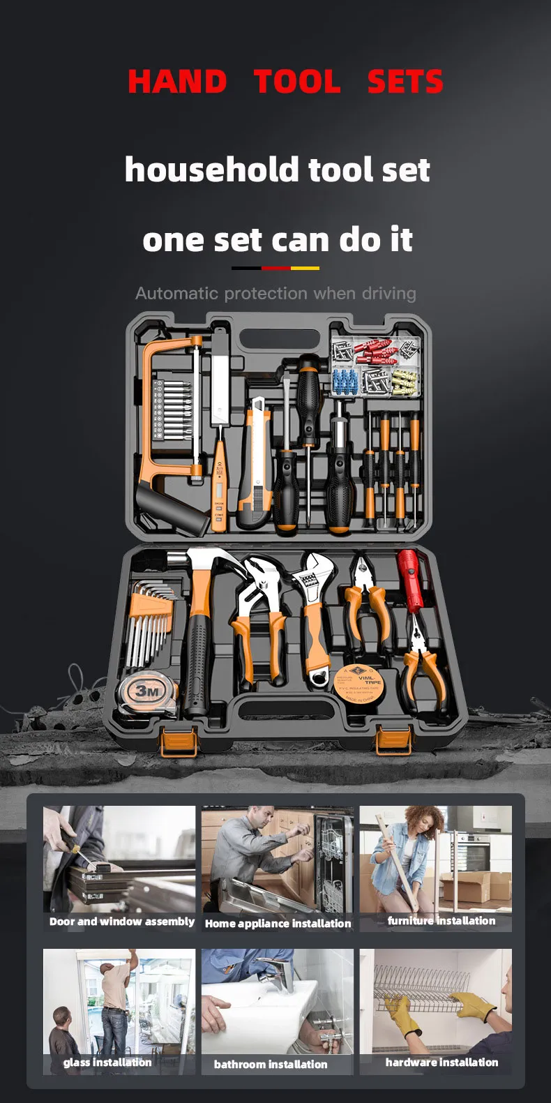 Complete Home Repair Tool Kit with Hand Toolbox, Woodworking Wrench ...