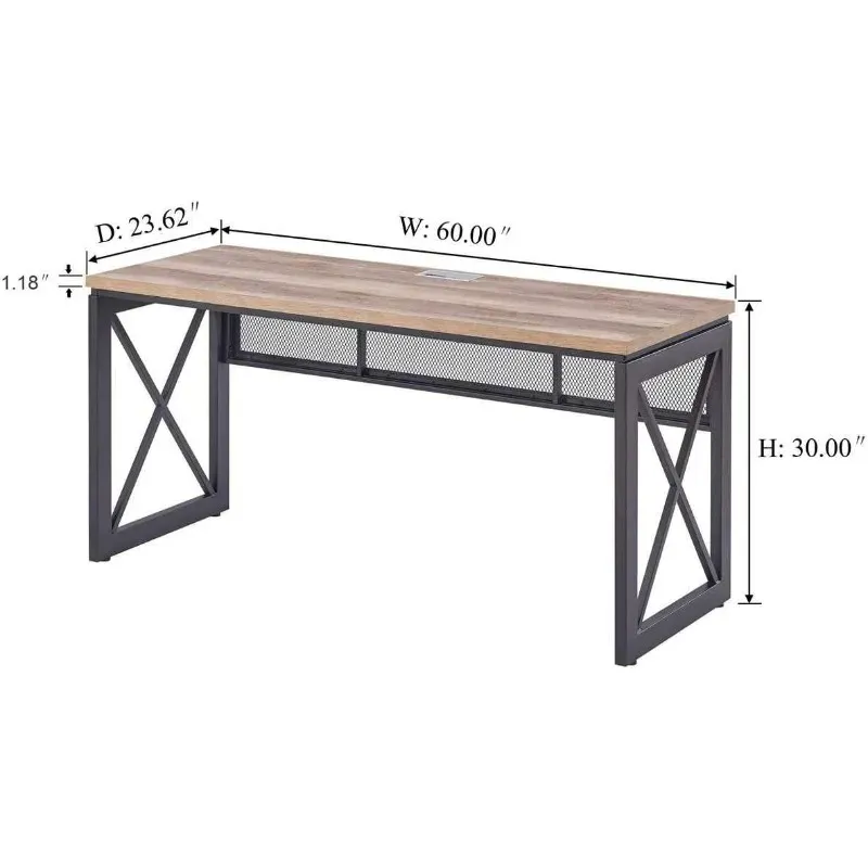 Des bureaux de bureau à domicile industriels de Bon Augure, bureau d'ordinateur en bois rustique, farmhouse en métal robuste bureau (60 pouces, chêne vintage)