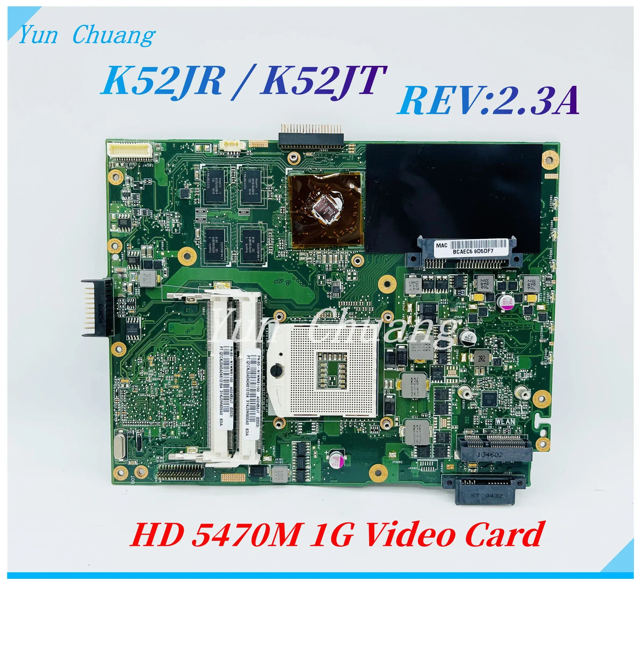ASUS K52JU K52JB K52JE K52JR K52J A52J X52J K52JTラップトップマザーボードHD 5470M 1G GPU HM55 DDR3