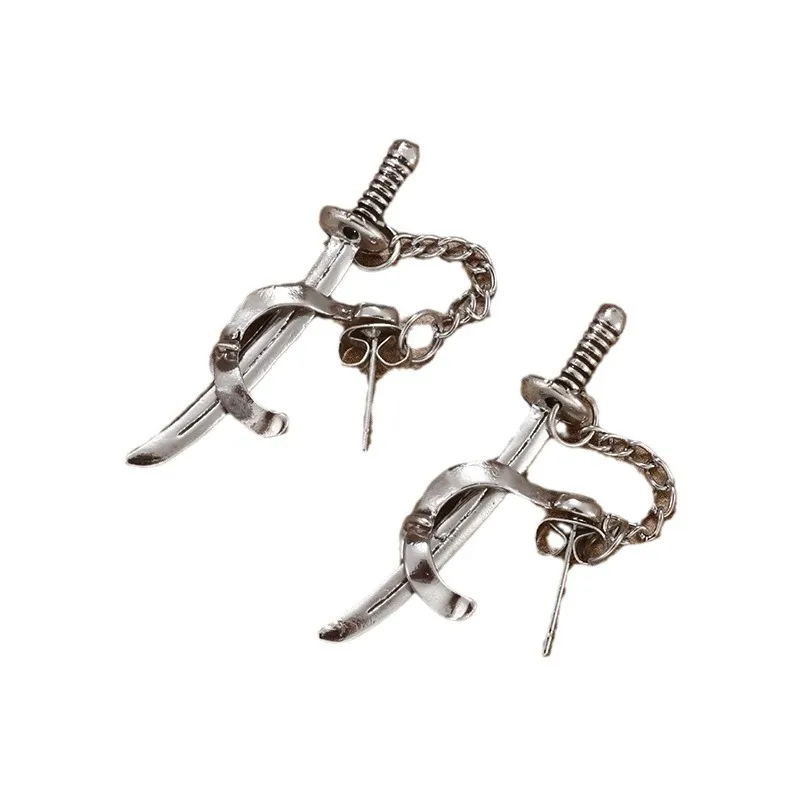 Creative new cross sword chain earrings European and American fashion trends hip-hop retro domineering punk style jewelry