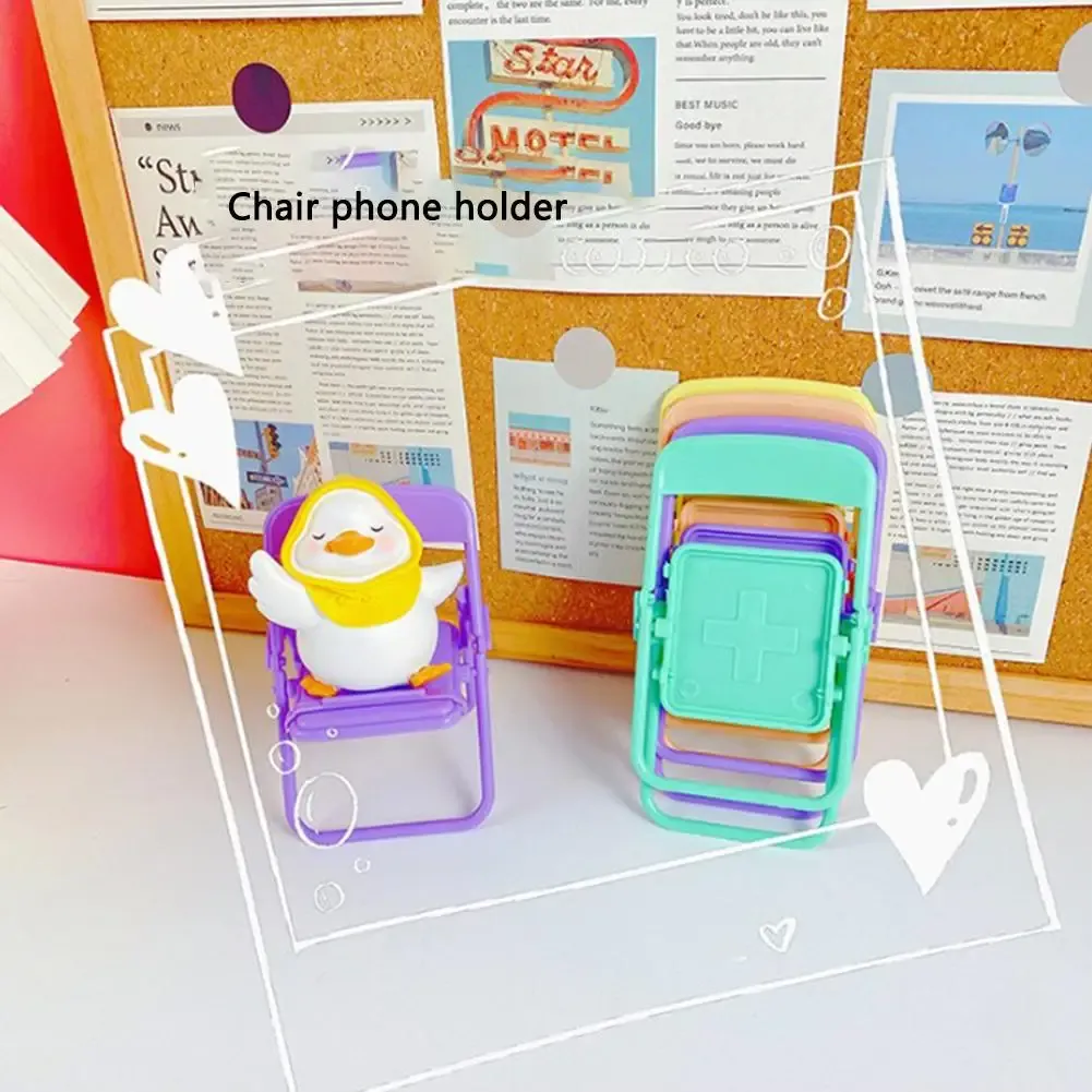 Mini krzesło stojak na telefon komórkowy przenośny, uroczy kolorowy składany stolec leniwy uchwyt na pulpit telefoniczny na iPad na telefon komórkowy