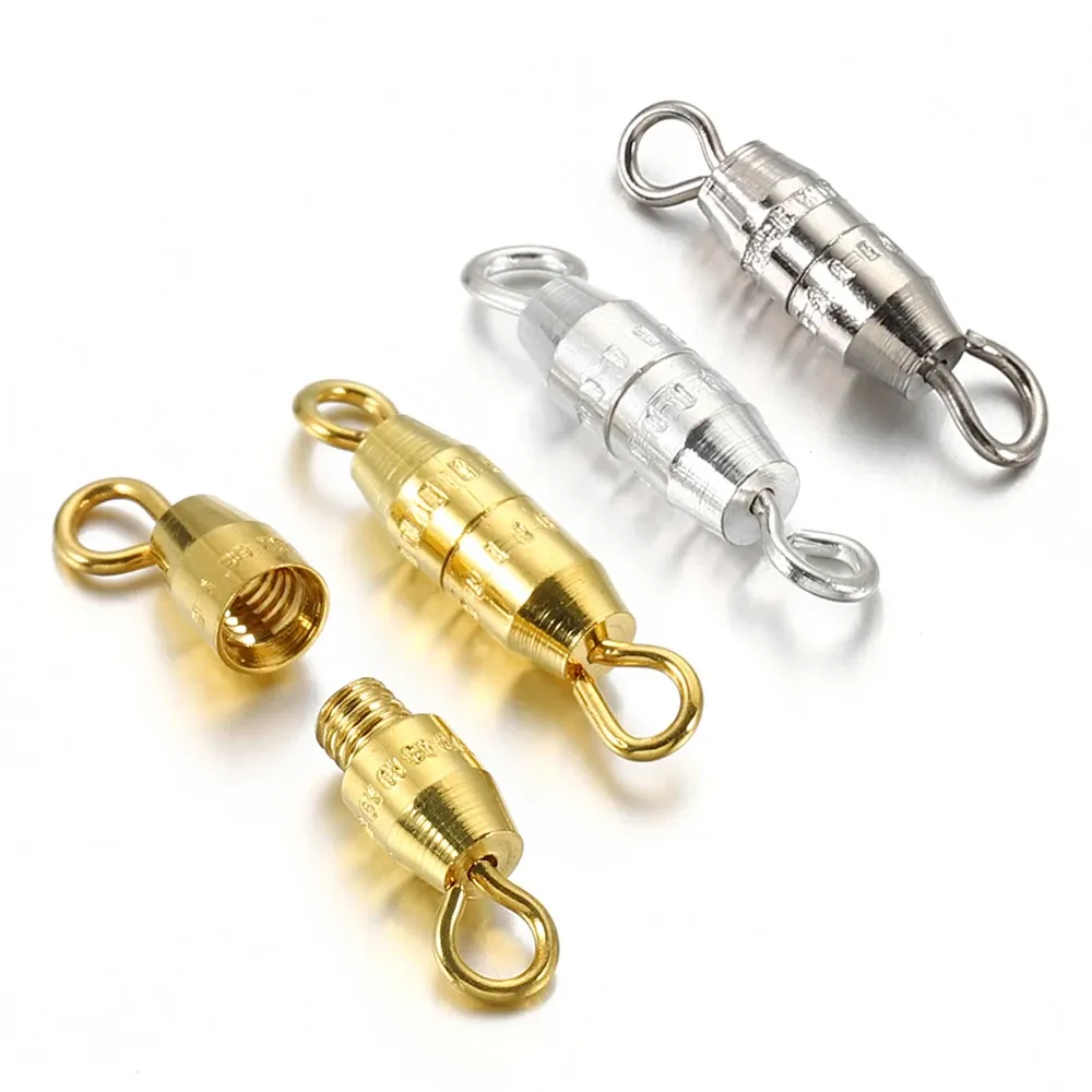 50pcs Cylinder Fasteners Clasps Buckles Closed End Screw Clasp Connectors for Bracelet Necklace Jewelry Making DIY