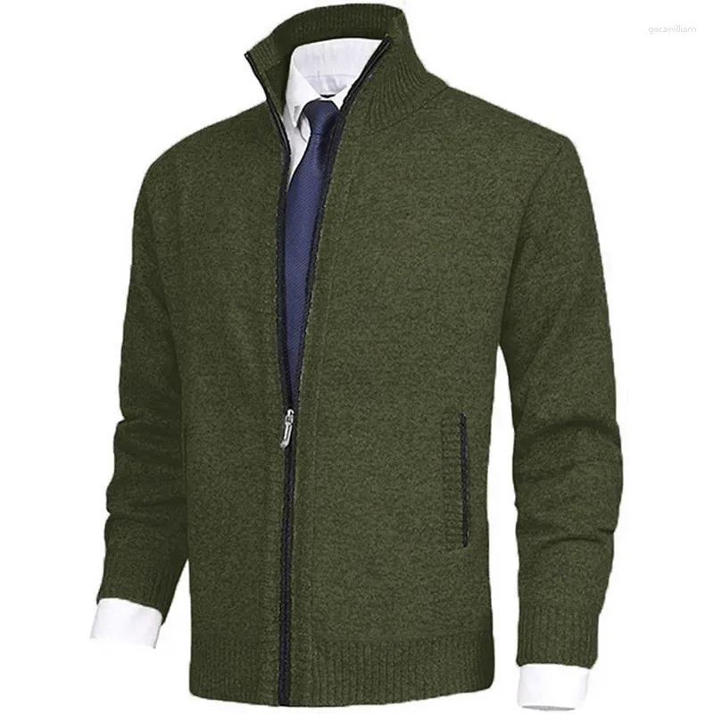 Men's Sweaters 9-color Wish Autumn And Winter Standing Neck Fashion Cardigan Fine Needle Sweater Coat Large Stock