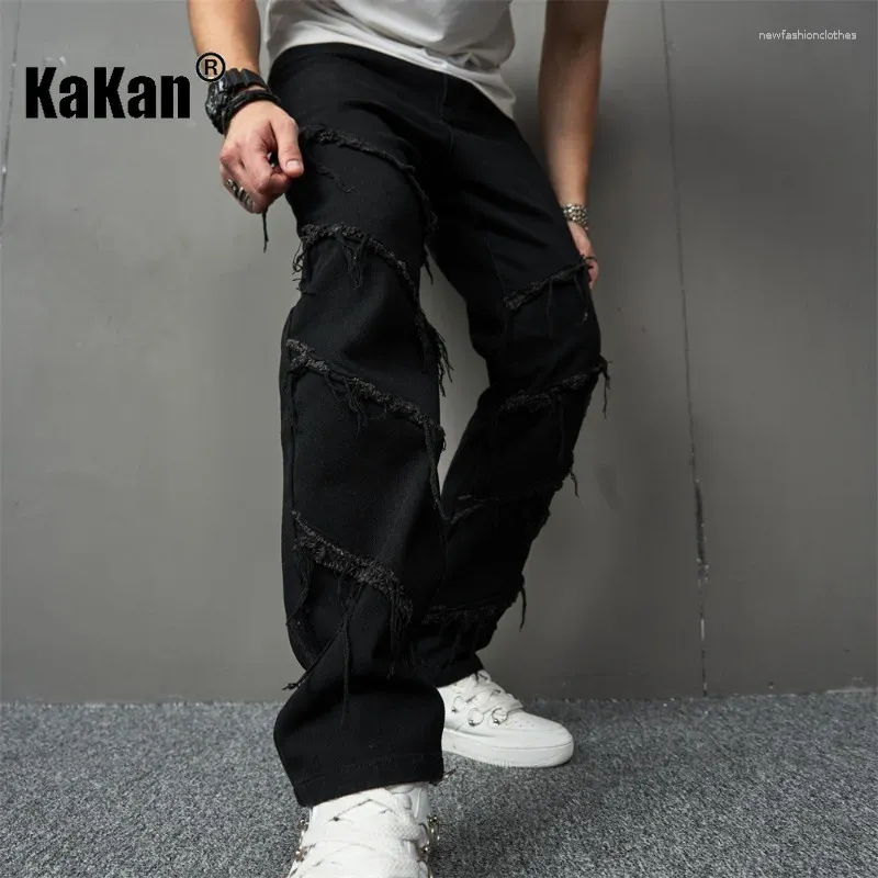 Jeans masculinos Kakan Europeu e Americano Personalizado Bordado para Men estilo reto Casual Long K9-2321