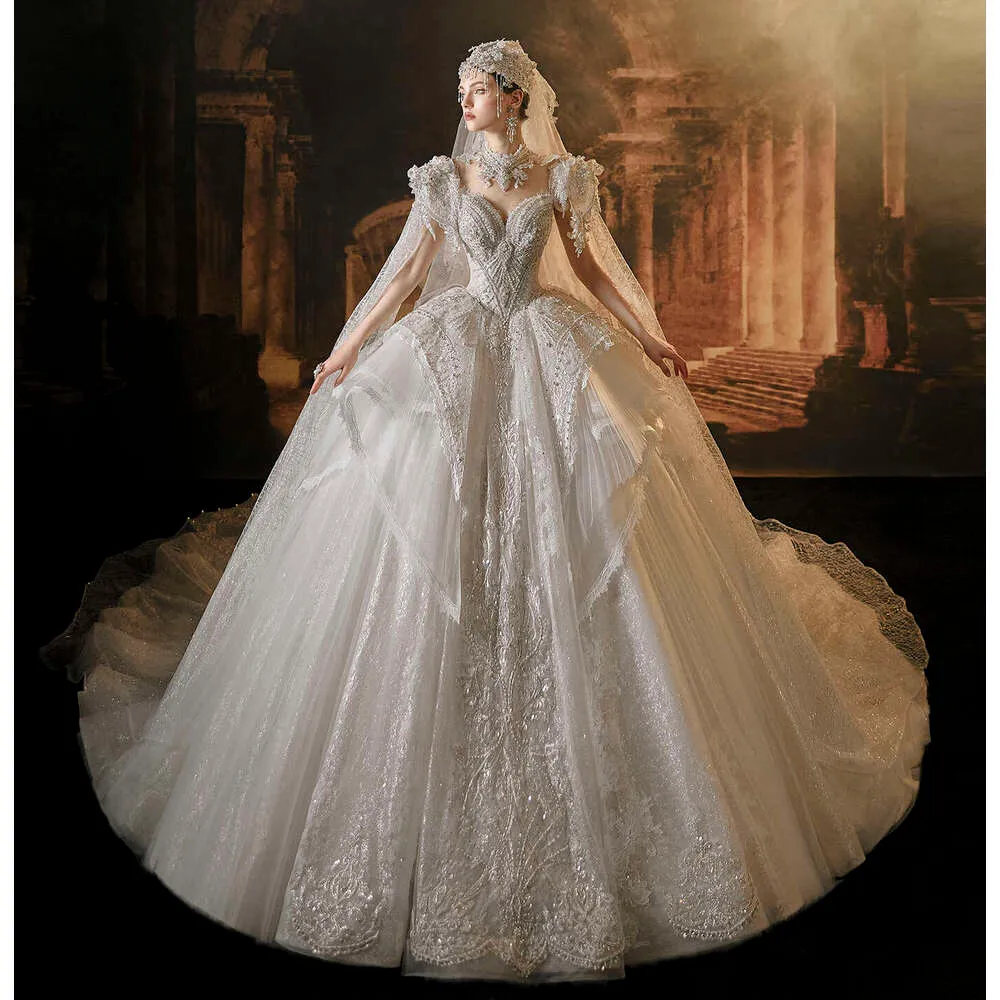 Elegante Vestido De Novia De Encaje Fuera Del Hombro Con Corsé