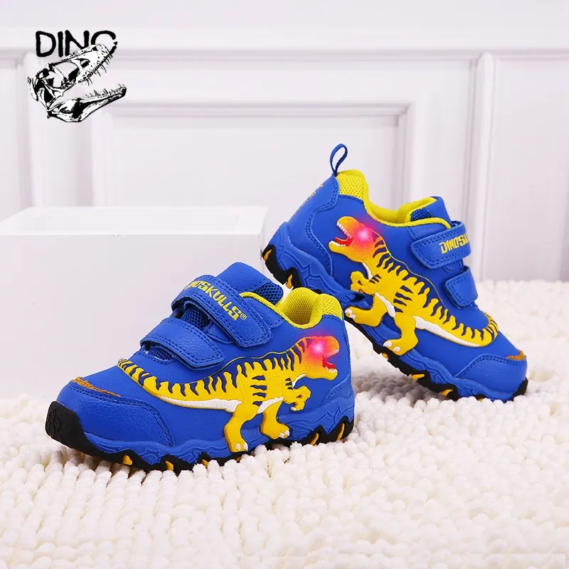 Baskets Dino Trex Chaussures à LED clignotantes 38y garçons en cuir automne enfants brillants baskets éclair