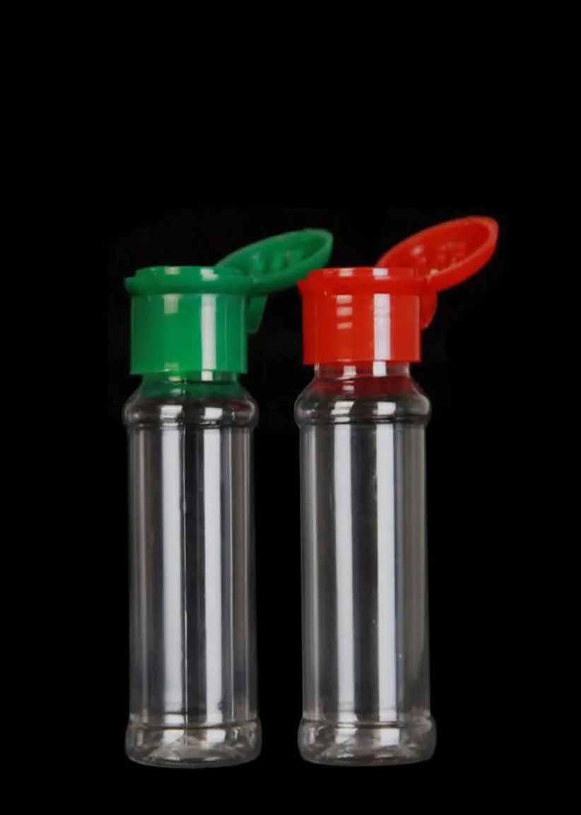 プラスチックスパイスジャーボトル80mlの空の調味料容器調味料のための赤いキャップ付きソルトペッパーパウダー6019745