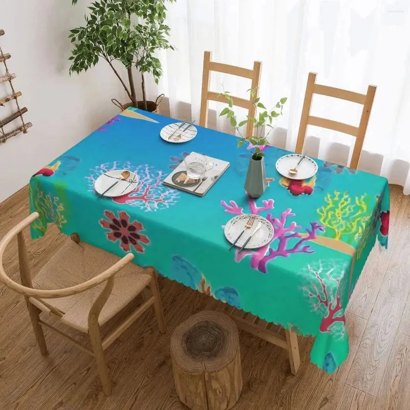 Tableau de nappe à imprimé marin tropical nappe rectangulaire corail de conception florale couverture graphique pour le salon salle à l'extérieur