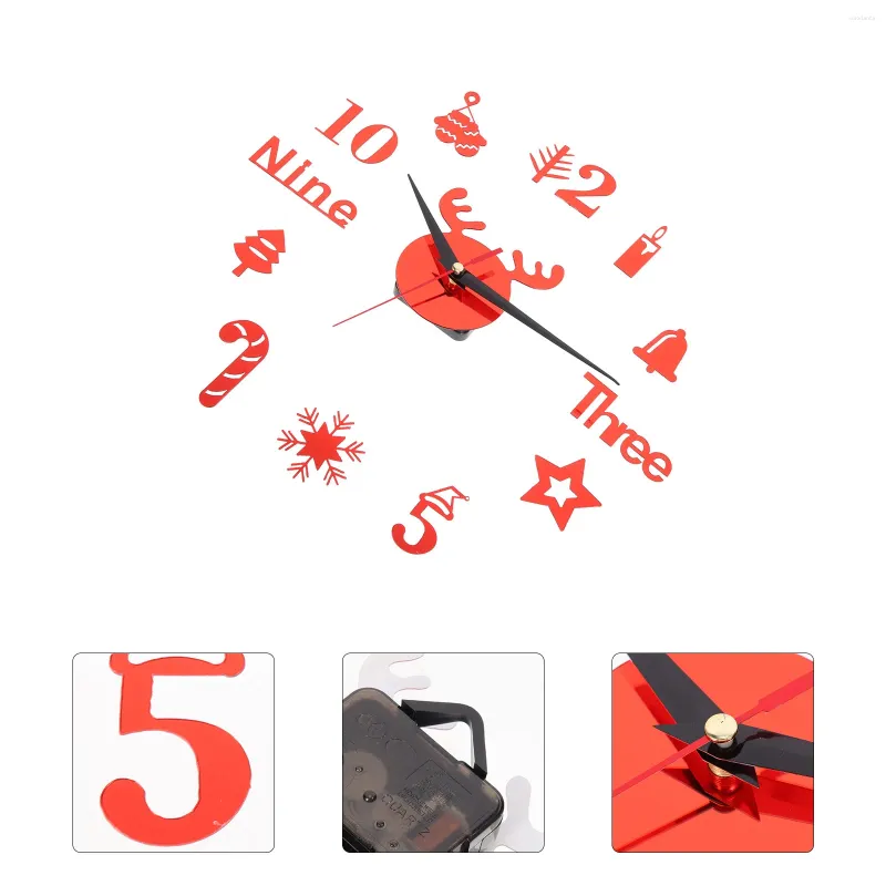 Zegary ścienne 1 zestaw akrylowy zegar wiszący DIY Boże Narodzenie bezszraża dekoracyjna