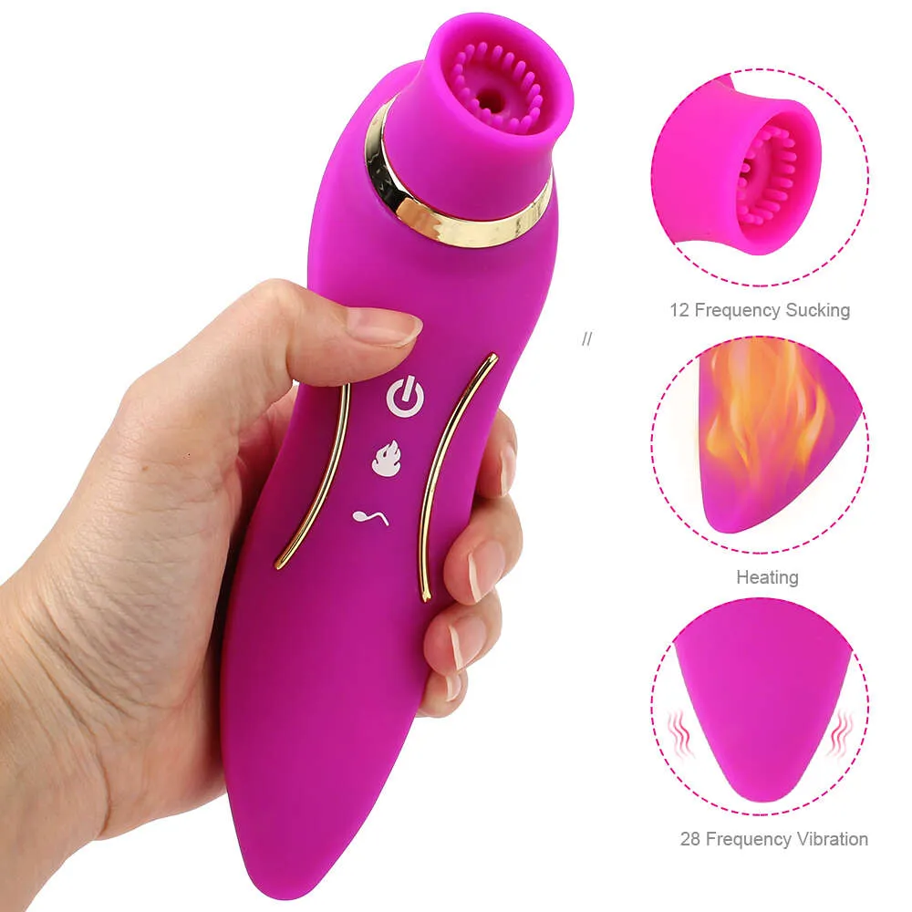 Sterke zuiging 2 in 1 verwarming clitoris tepel sukkel vibrator sexy speelgoed voor vrouw dubbele kop trillende dildo vagina stimulatie