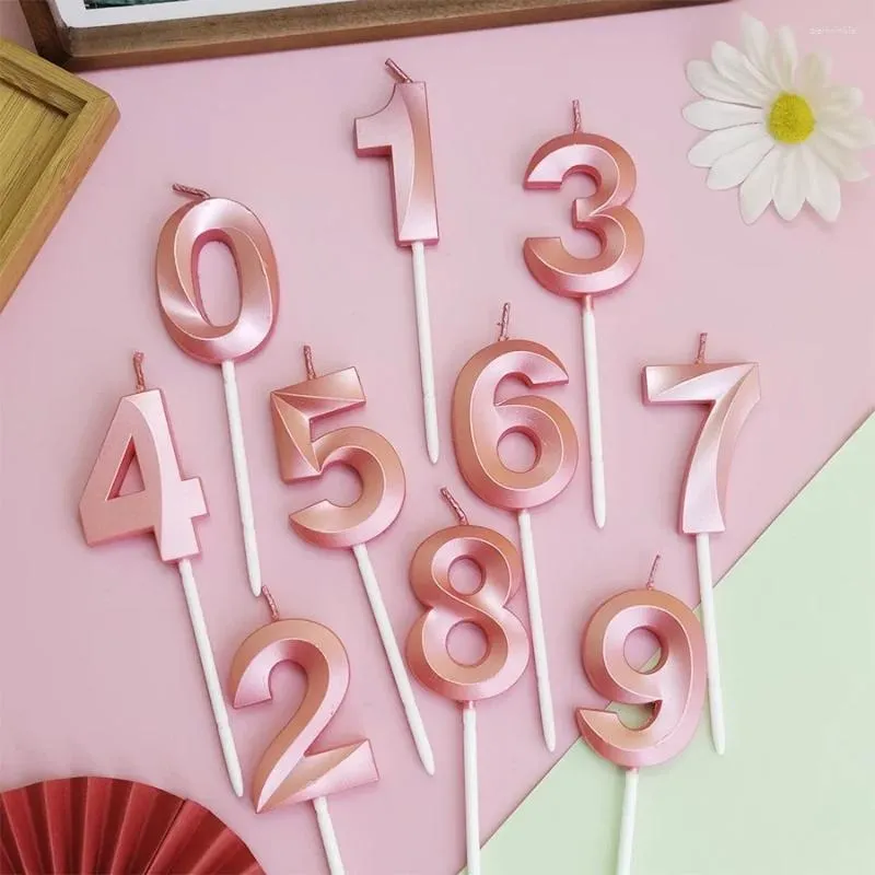Forniture per feste rosa Opera 0-9 Candele digitali Torta di buon compleanno Decorative Little Princess Girls Numero