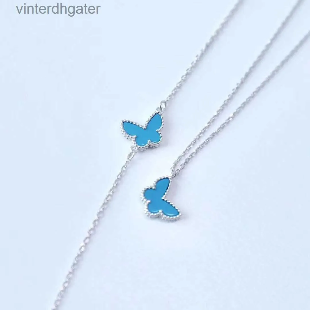 Top Luxury Fine Women Designer Necklace Vancefe Butterfly Necklace 925 Sterling Silver Plated 18k Gold v Vancefe Small Blue Designer High Quality Choker Necklace