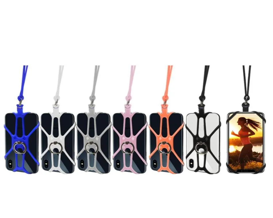 Universal Lanyard Phone Silicone Sports Mobile Phone Lanyards держатель кольца кольцевой кольцевой корпус висящий веревочный строп для iPhone Samsung Xiaomi7948941