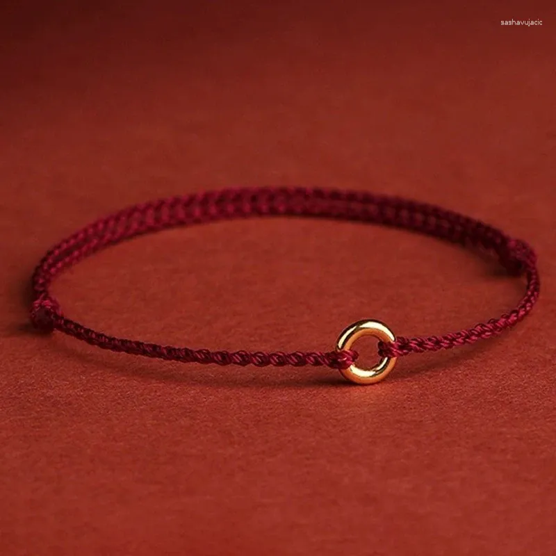 Charm Bracelets Hand Braided Circular Ring Adjustable Lucky Red Rope Bracelet Women Men Charms Bangles Anklet For Friend Lovers Blessing