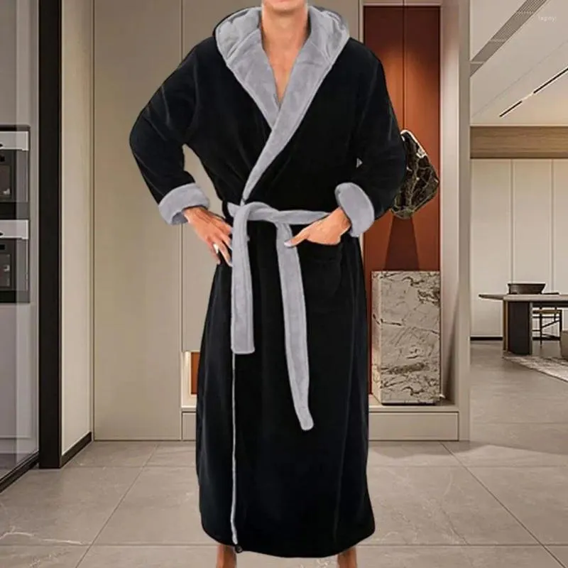 Ubranie domowe pluszowe szlafroki Luksusowe męskie z kapturem z regulowanym paskiem Ultra miękkie chłonne męskie kieszenie szaty