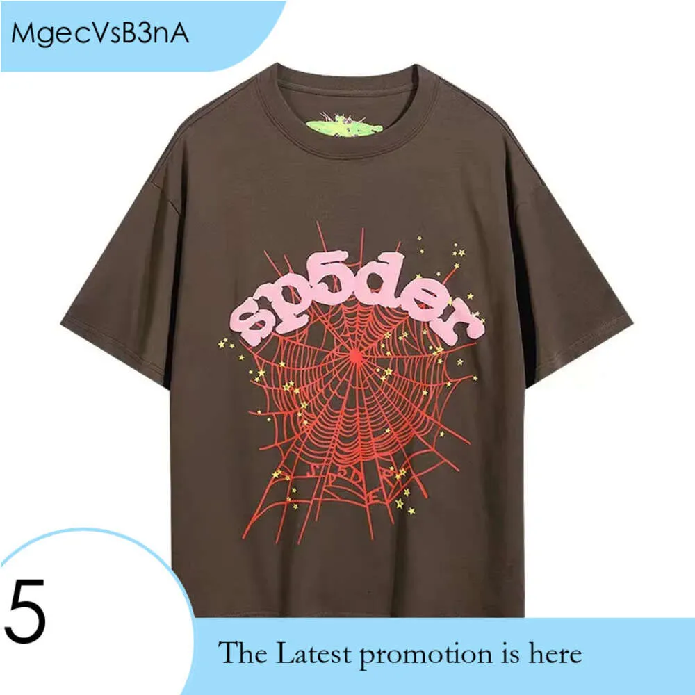 Men T Shirt Pink Young Thug Sp5der 555555 Mans Women Quality Foaming Printing Spider Web Pattern Tshirt 678