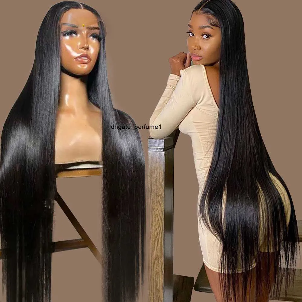 Wig frontal en dentelle de 30 pouces Straitement HD transparent 13x4 220% densité 360 Lace Front Human Hair Wig Os Bone raide Pernues de cheveux humains pour femmes