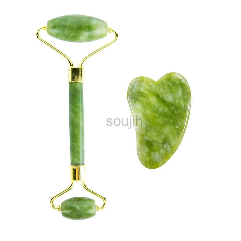 Face Massager Natural Jade Roller Massager Gua Sha Stone Skin Care Sets Face Scraper Roller Face Eye Spa Massage Gouache Skincare Beauty 240409