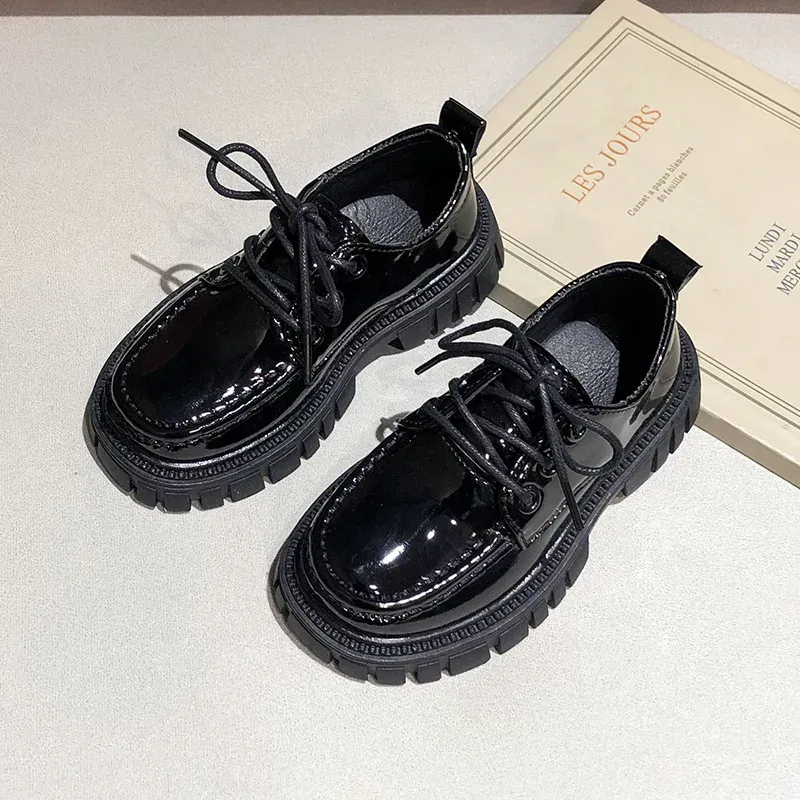 Sneakers Wednesday Addams Shoes Cosplay Baby Girls Lmitation Leather Shoes 2023 New Black Cosplay PU Shoes Princess Dress Shoes 27 Years