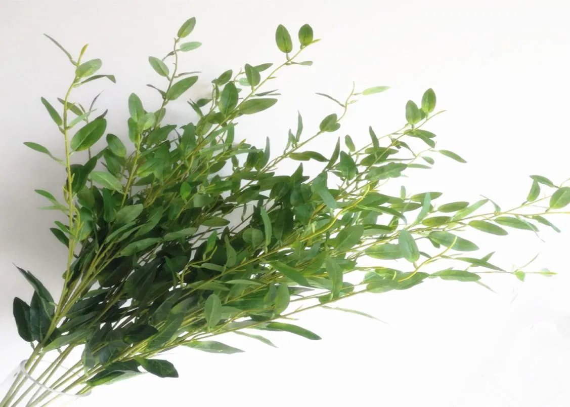 Olivenbaumzweig Stamm künstlich grünem Olivenblatt 6 Stempiece Fake Greenery Plant Olive Laub1508453