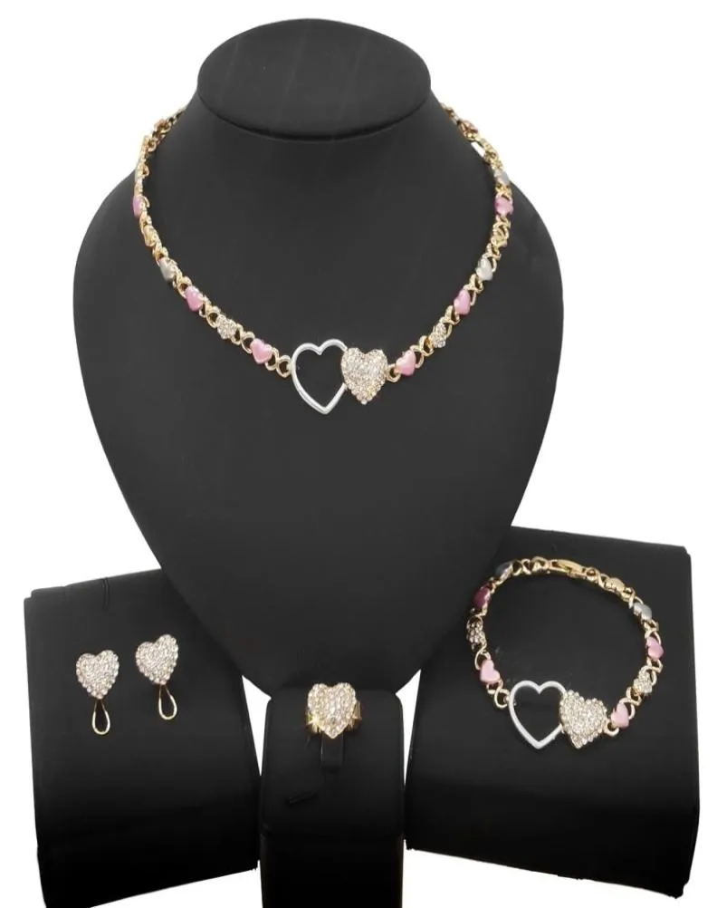 Double Love Hug et Kiss Xoxo Collier similaire Bijoux Set Fashion rempli Gol Rose Petite fille Kid Child Bijoux Ensembles X01797144586