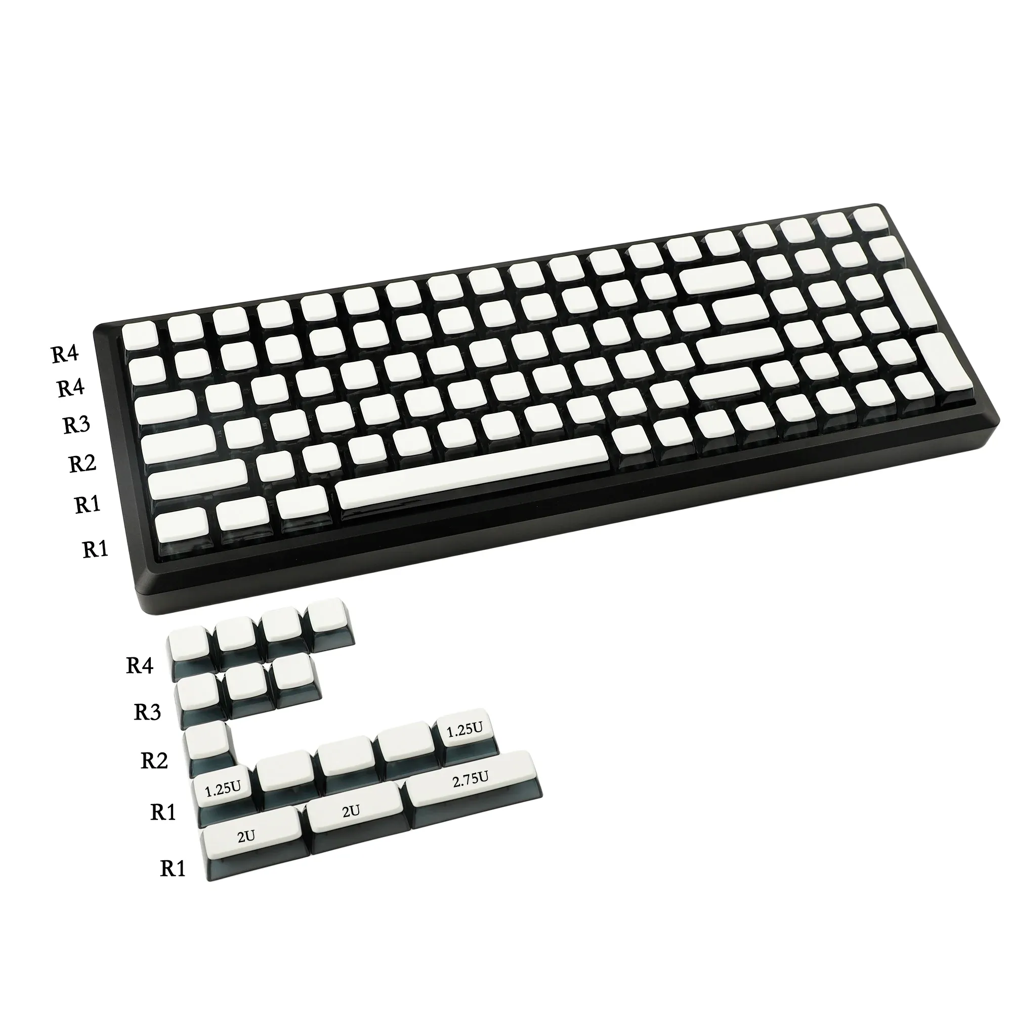 Accessories Pudding Backlit 116 Keys ASA Profile Blank Smoky PBT Keycaps For 104 96 87 84 68 MX Mechanical Keyboard
