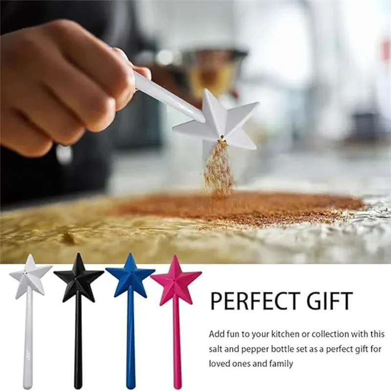 Portables Salt Pepper Shakers Refipillable Magical Star Star Wand Spice Dispenser Seasoning Shaker Set Supplies Supplies BBQ Gadgets