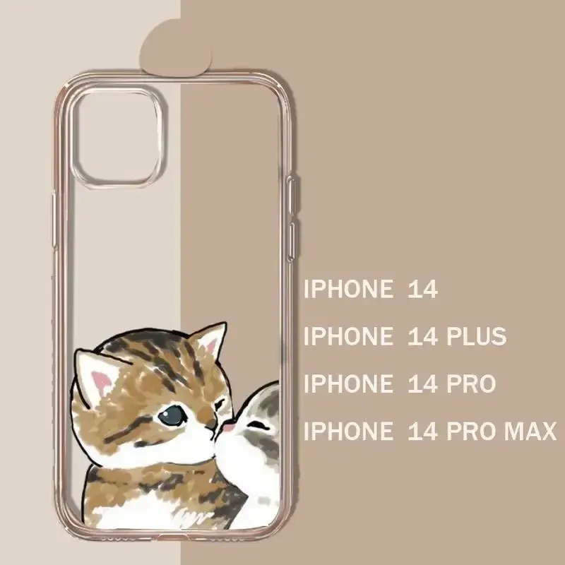 Schattige kattenpaarliefhebbers dieren telefoonhoes transparant zacht voor iPhone 11 13 12 14 15 Pro Max Mini Plus plus