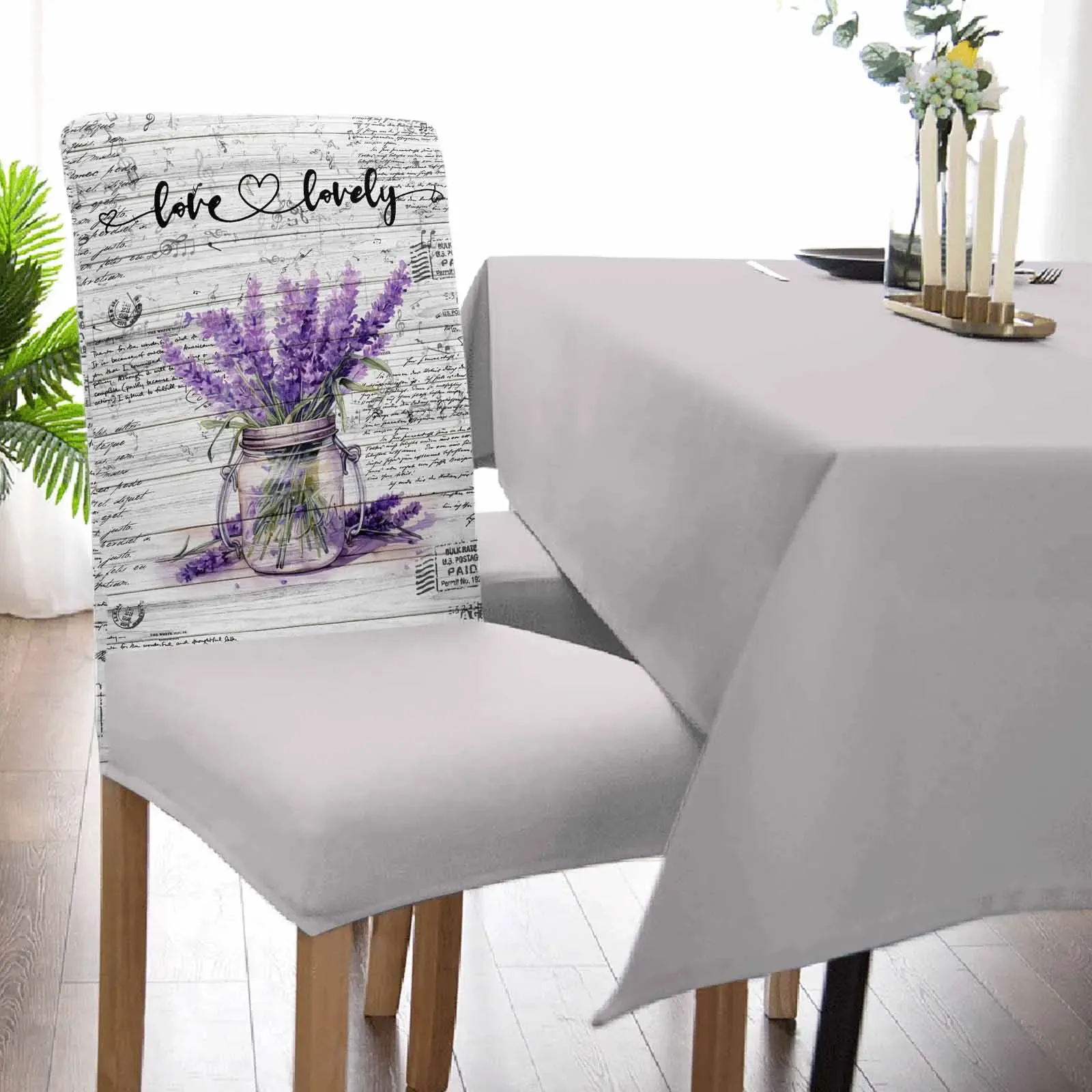 Lente bloemen lavendel vintage stoelhoes set keuken stretch spandex stoel slipcover home eetkamer stoel cover