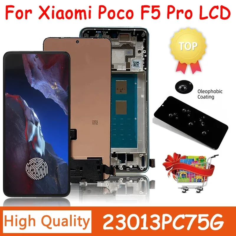 6,67 "Schermata del display AMOLED Poco F5Pro, per Xiaomi Poco F5 Pro 23013PC75G Display Display Digital Touch Screen con sostituzione del telaio