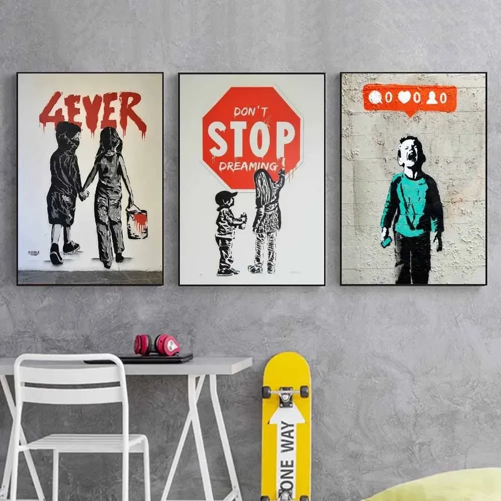 Scandinavian proste graffit na ścianie sztuki pop pop Banksy HD Canvas Painting Plakat Drukuj domowy sypialnia dekoracja salonu