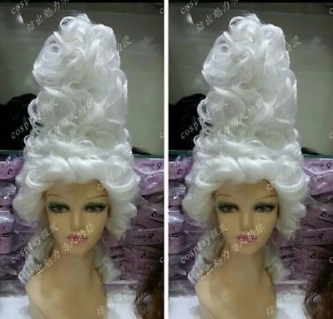 0047 MARIE ANTOINETTE Rinascimento Costume Wig Rococo Queen Versailles White3975982