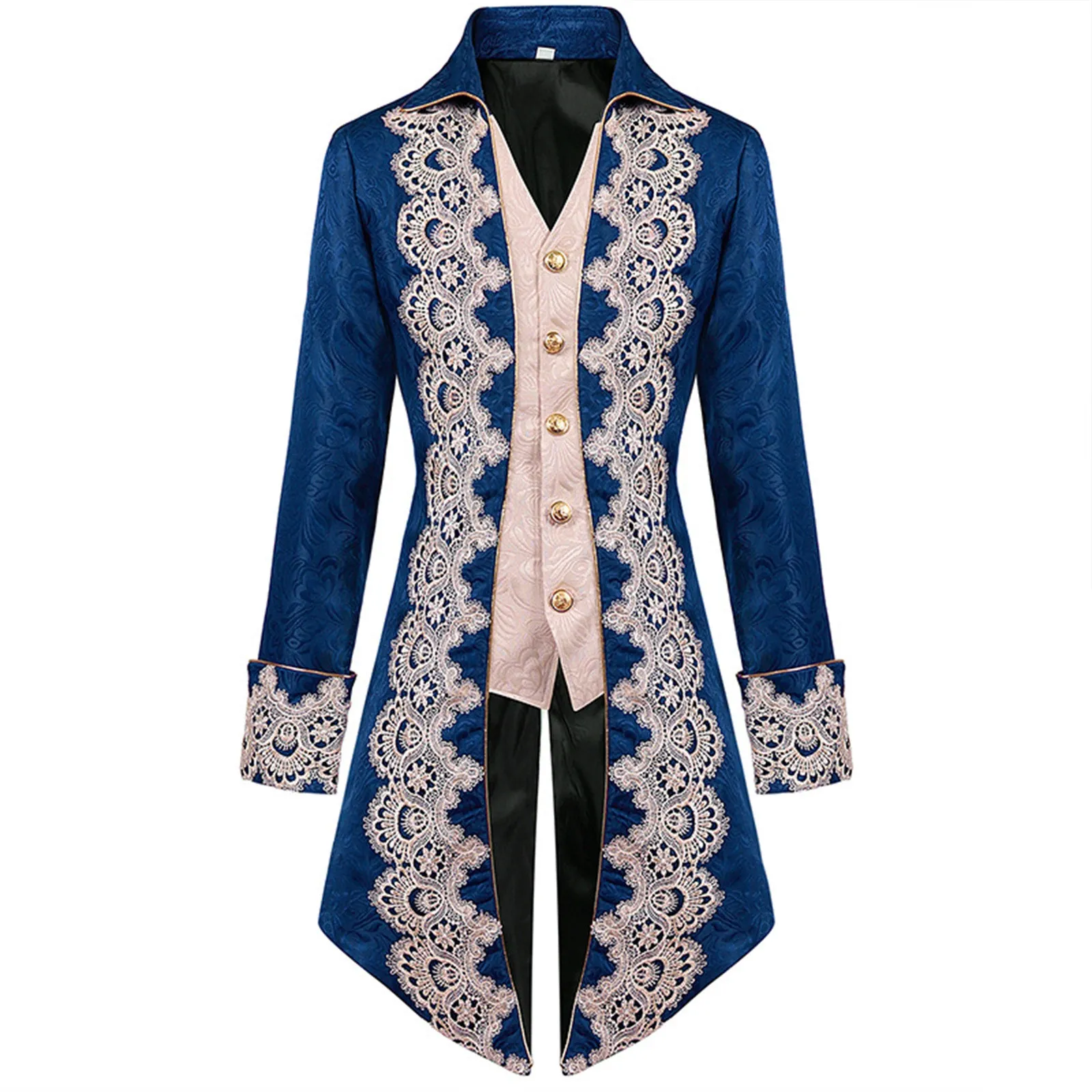 Vintage Gothic Victorian Men s Steampunk lace jacket in Purple Velvet Medieval Frock Coat Uniform for Renaissance Costume Homme XXXL