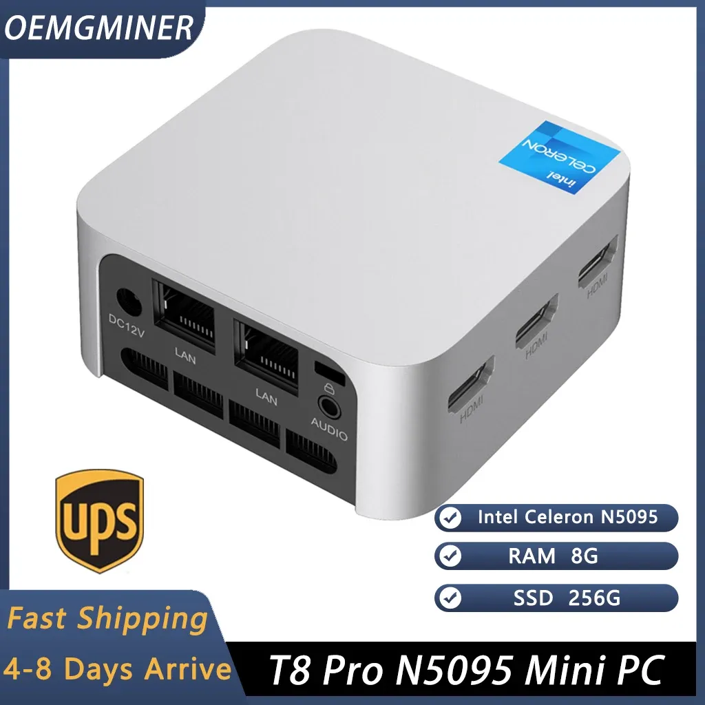 Catena/minatore nuovo T8 Pro/Plus Mini PC Intel Celeron N5095 8GB DDR4 256 GB NVME SSD Windows 11