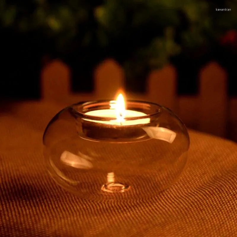 Portabandini in vetro trasparente rotondo tè a sospensione di tè a palla cavo pallaio candelabello da sala da pranzo decorazioni per la casa