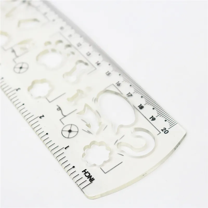 20CM transparent Soft fun Rulers set Triangle Ruler mathematics Geometry cute Template pattern painting