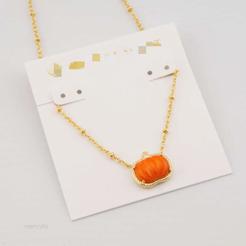 デザイナーのKendrascott Neclace Jewelry KS Jewelry Pumpkin Pendant Short Necklace Strendable Neckain Collar Copper Alloy Electroplated True Gold