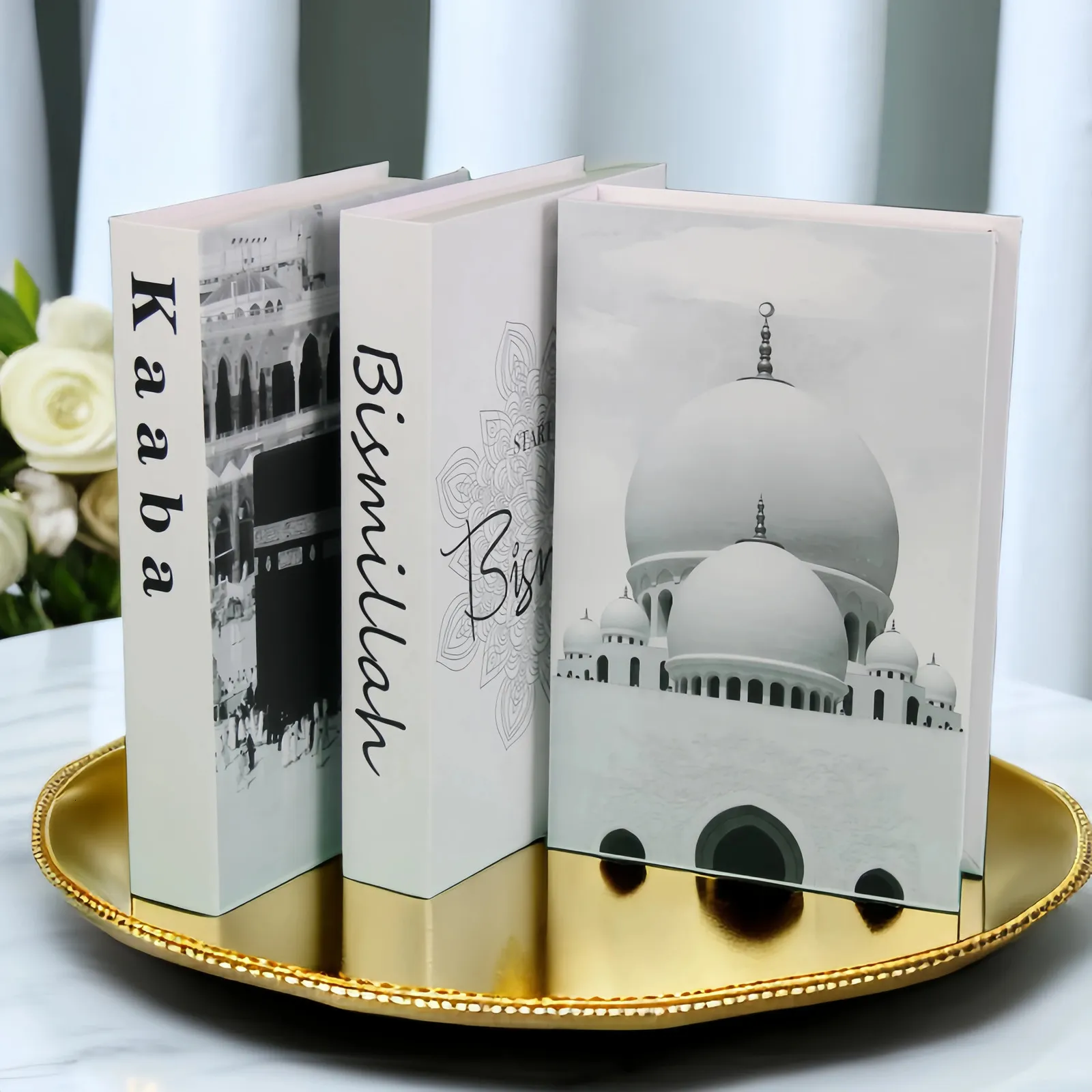 Kaaba Moschee Arch marokkanische islamische dekorative Buchbox gefälschte Bücher für Dekoration Couchtisch Wohnzimmer Wohnkultur 240407