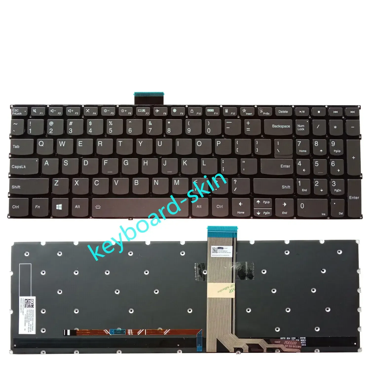 Tangentbord Ny US Backbelysta /Inget bakgrundsbelyst tangentbord för Lenovo IdeaPad Yoga Slim 715IIL05 715IMH05 715ITL05 LAPTOP
