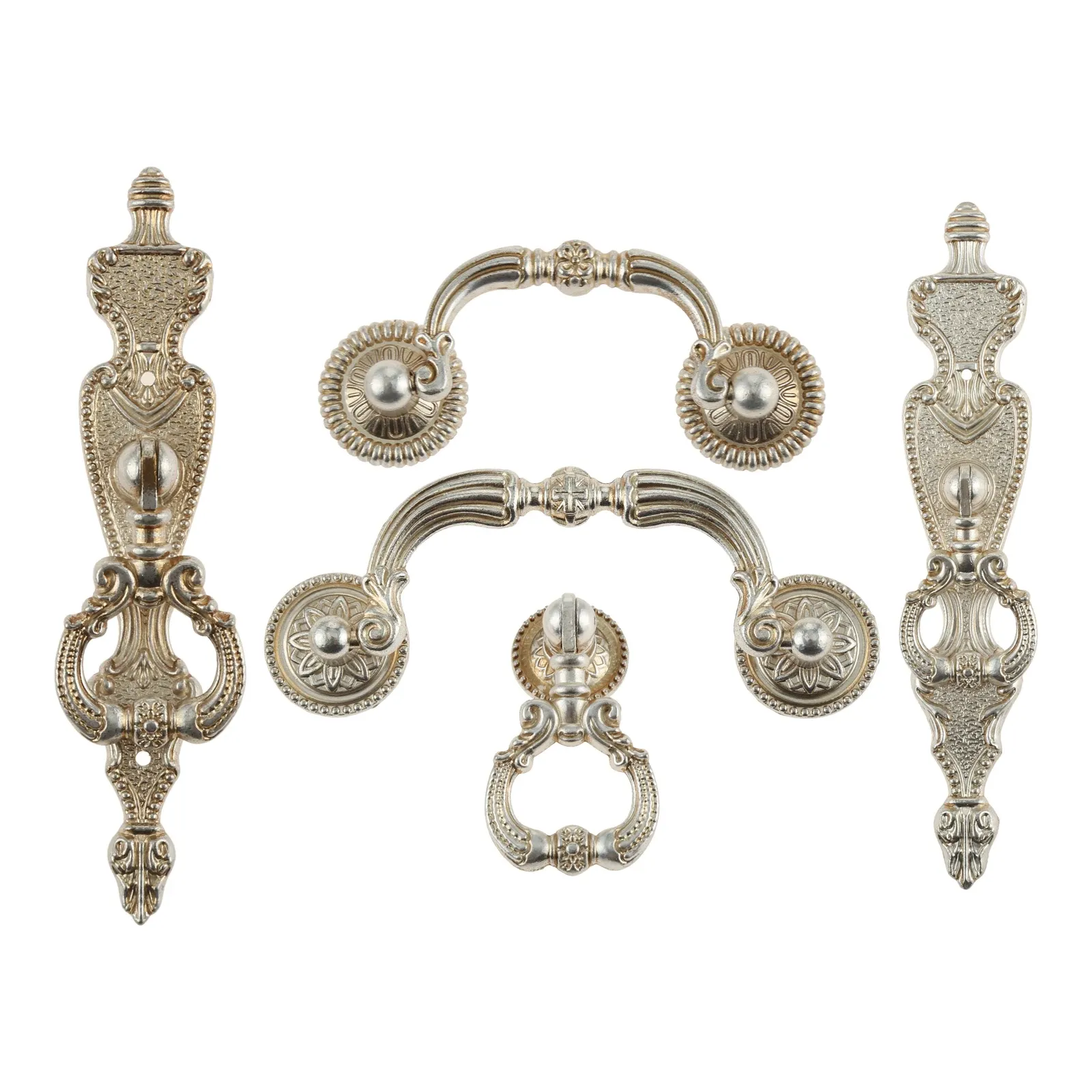 Antique Silver and Gold cabinet handles with Screw - Retro Hardware for Kitchen, Cupboard, and ...
