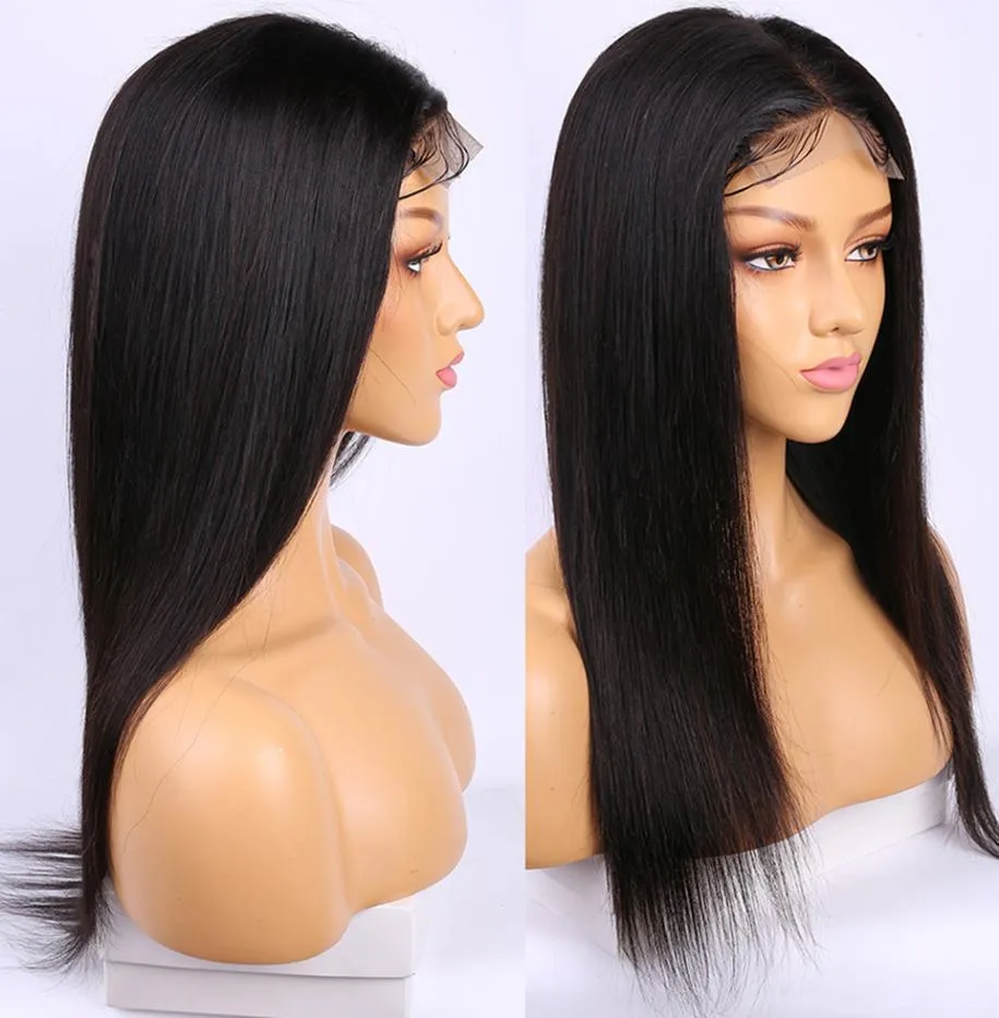 Voorgeplukte HD transparant kantpruik Braziliaans recht 13x6 Glueless Lace Front Human Hair Wigs5929562