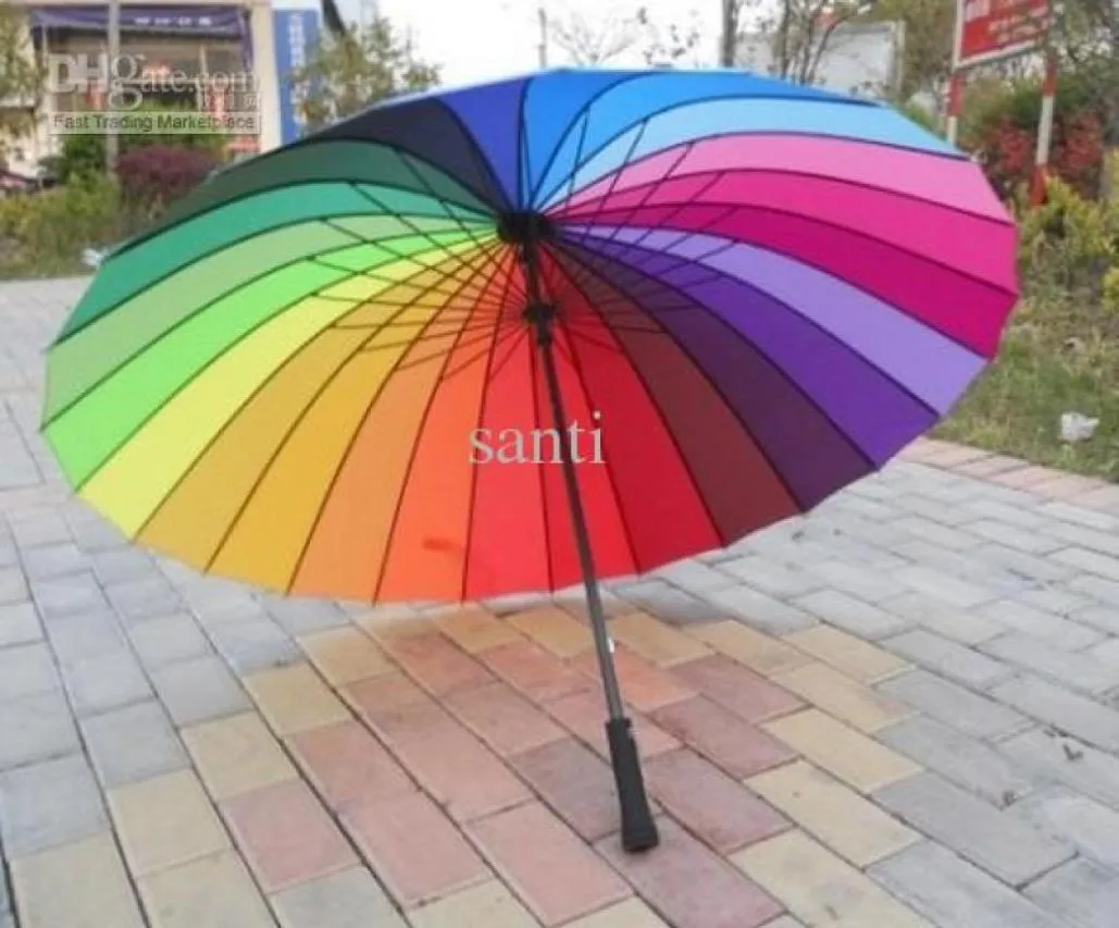 Top Quality Fashion Long handle rainbow Straight umbrella rain umbrellas 3074112