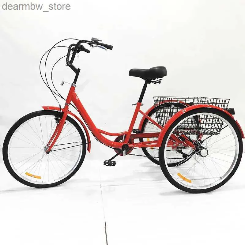 Bikes 26 Inch Pedal Tricyc 7-speed Manual Elderly Transportation Tricyc High Carbon Steel Adult Freight Bicyc With Basket L48