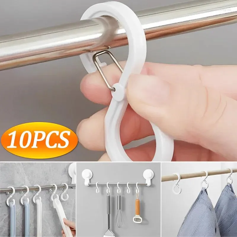 Hooks 10/1PCS S-shaped Hook Kitchen Organizer Pot Rack Garden Hanging Clasp Bags Clothes Towel Closet Rod Hanger With Buckle